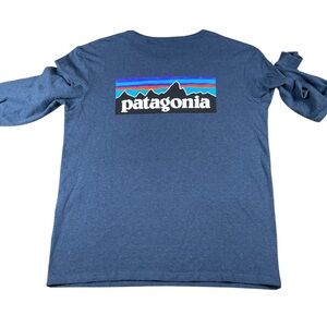 Patagonia Responsibili-Tee Recycled Women Blue Long Sleeve Hiking Tee T Shirt M